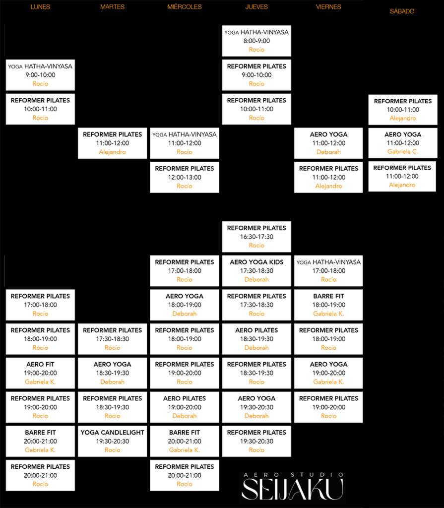 Horario aero yoga reformer y barre valencia